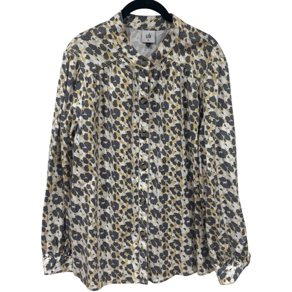 CAbi Providence Shirt Jacket in Yellow and Grey Leopard Print Women’s Size XL - Picture 3 of 12